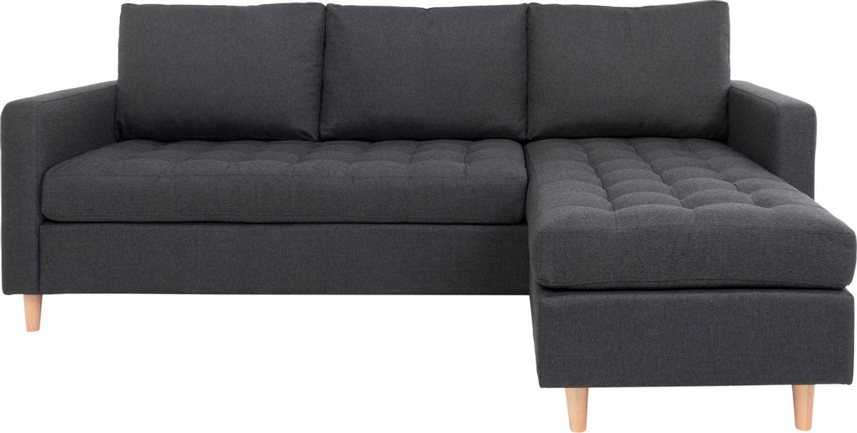 House Nordic Moderne lounge bank in donker met natuurlijke poten "Firenze" - L151-83xB219xH80 CM - Grijs