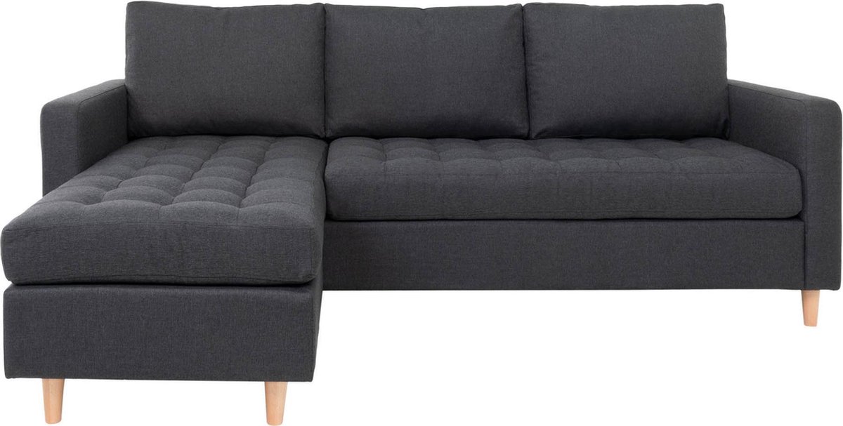House Nordic Moderne lounge bank in donker met natuurlijke poten "Firenze" - L151-83xB219xH80 CM - Grijs