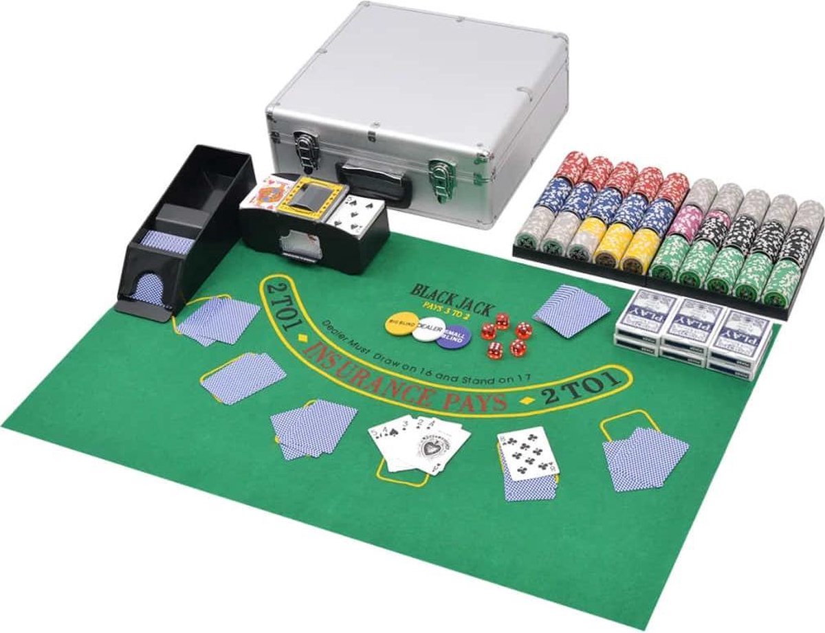 Vidaxl Poker/blackjack Set Met 600 Chips Aluminium