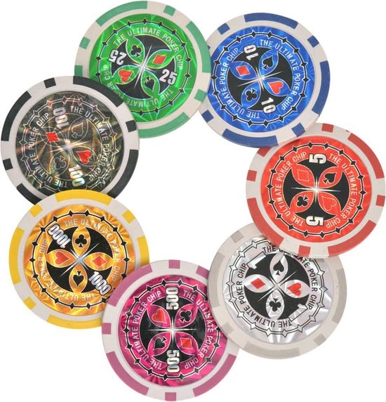 Vidaxl Poker/blackjack Set Met 600 Chips Aluminium