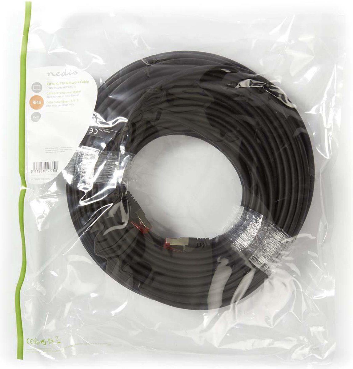 CAT6 S/FTP kabel 30m zwart