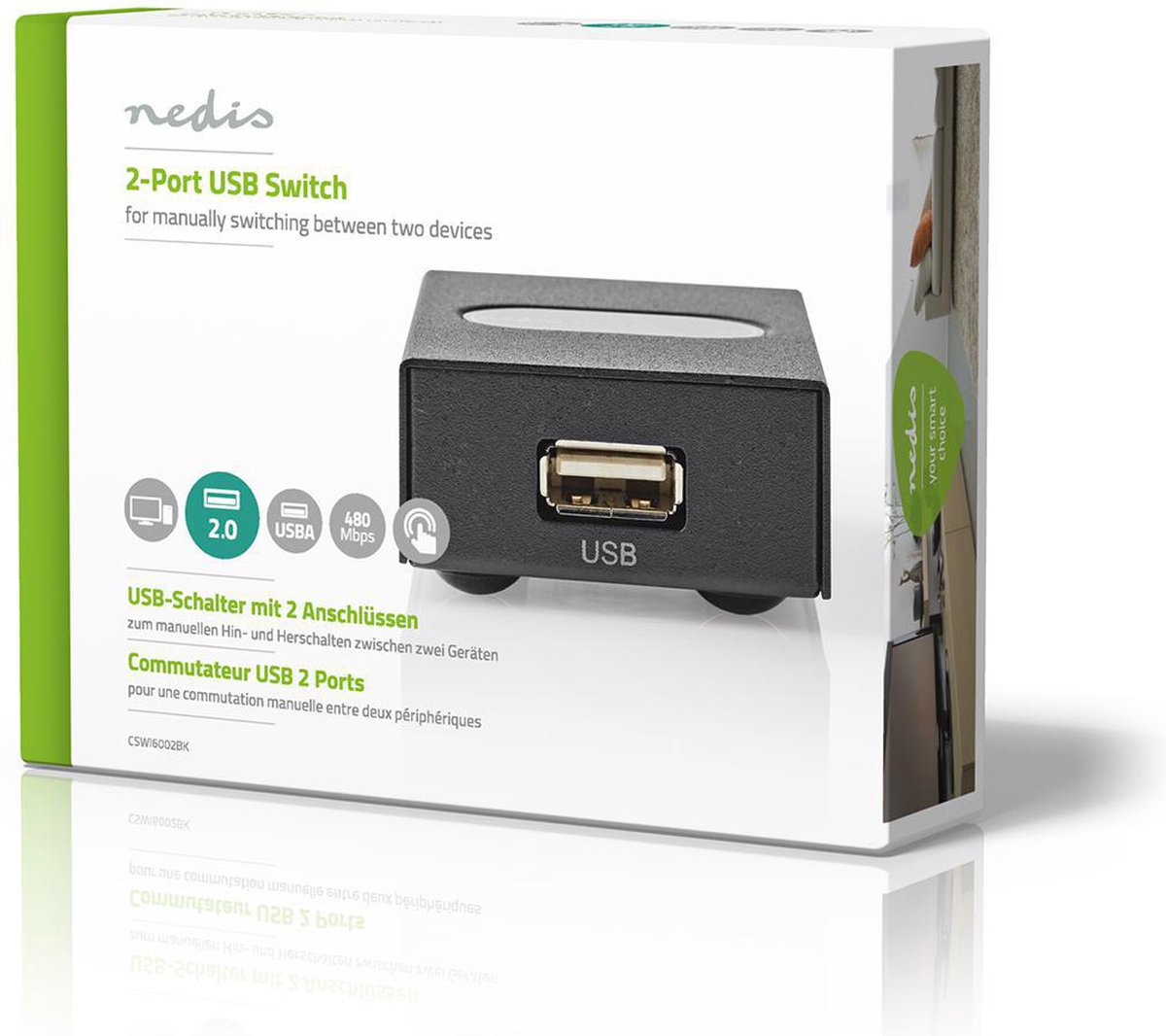 Nedis 2-poorts USB switch