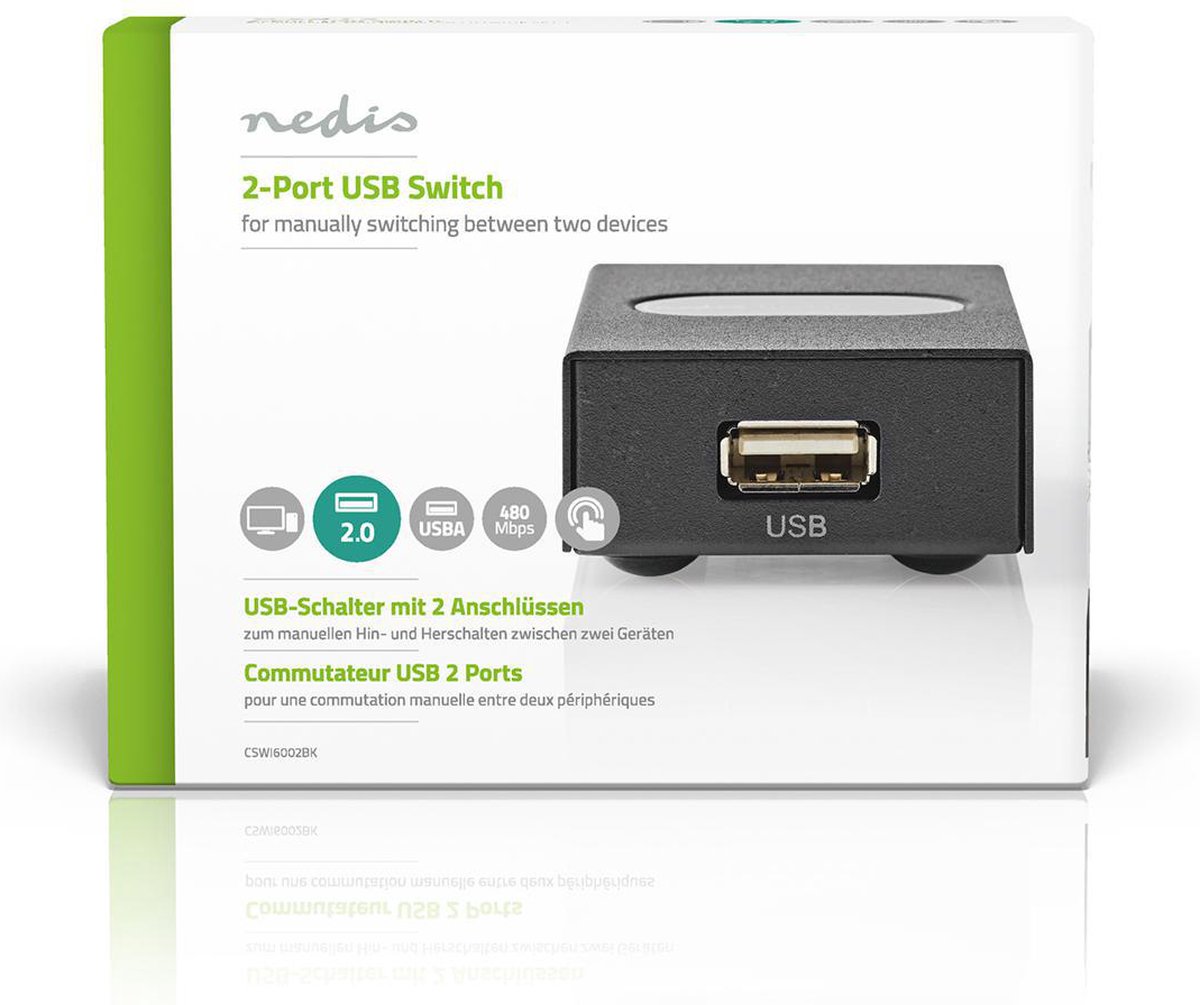 Nedis 2-poorts USB switch