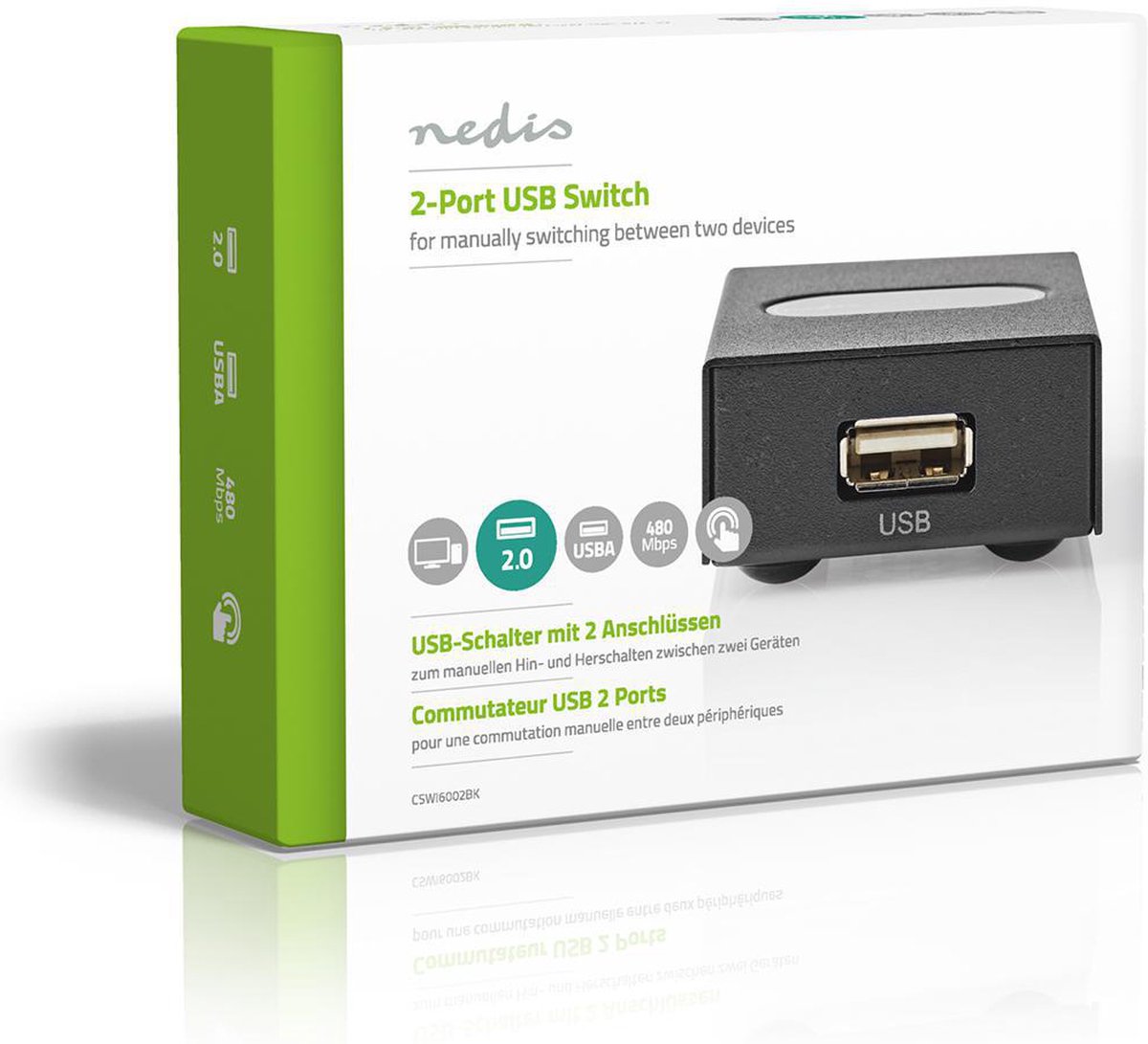 Nedis 2-poorts USB switch