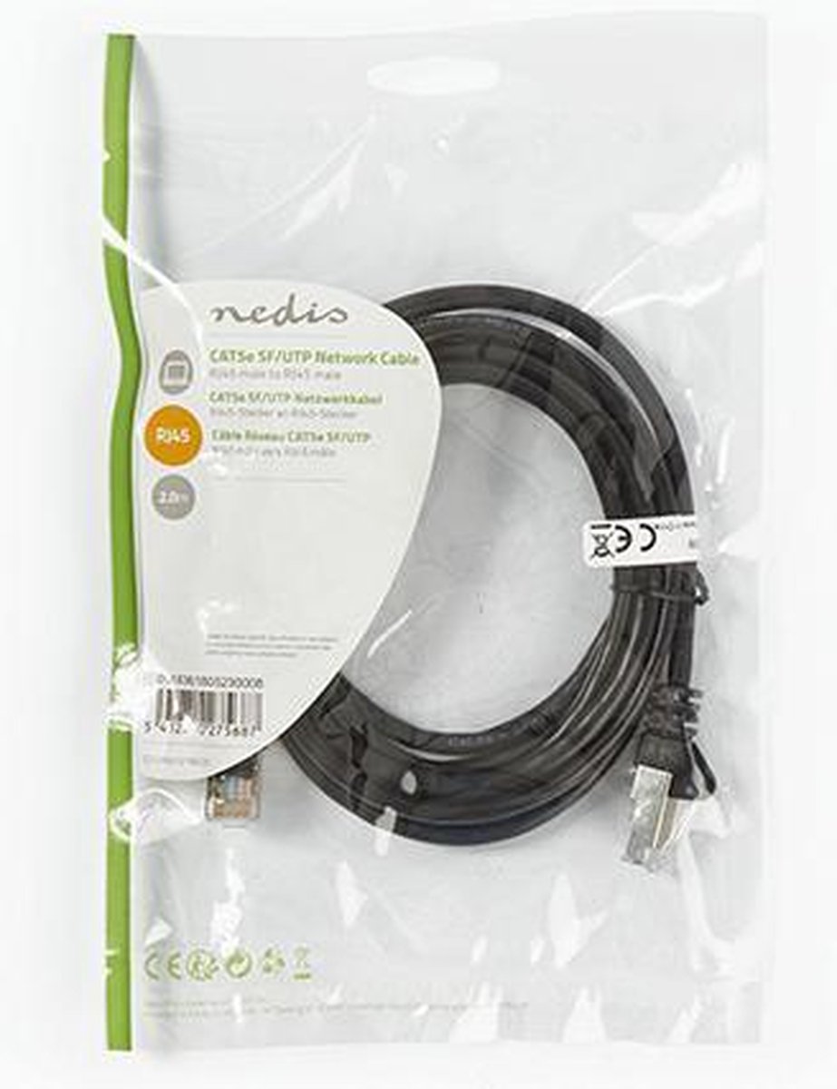 CAT5e SF/UTP kabel zwart 5m