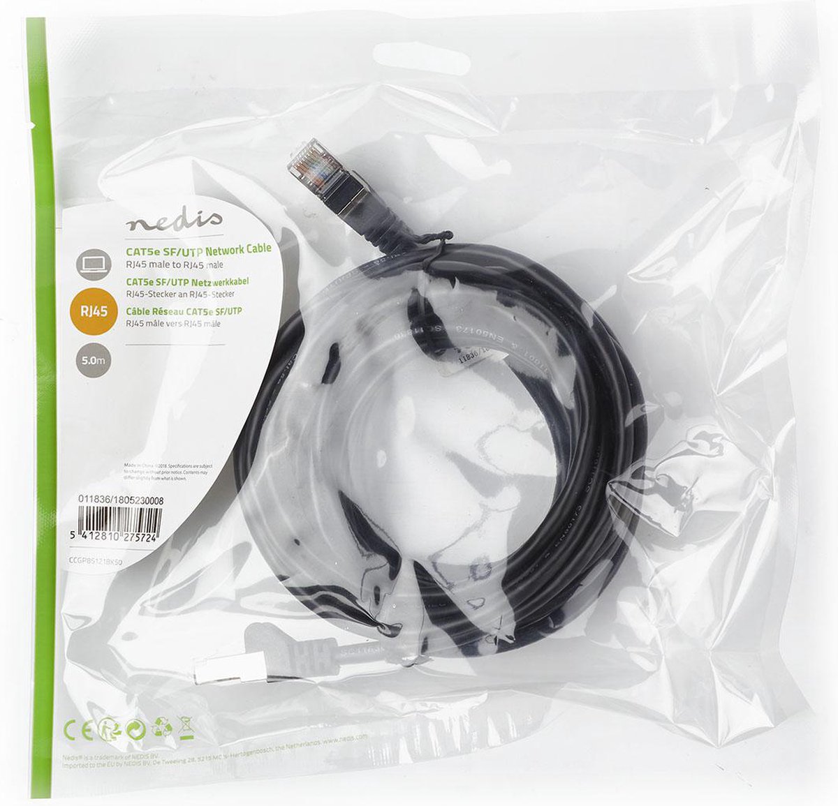 CAT5e SF/UTP kabel zwart 5m