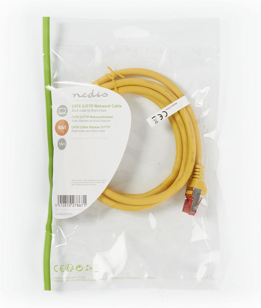 CAT6 S/FTP kabel 1,5m geel