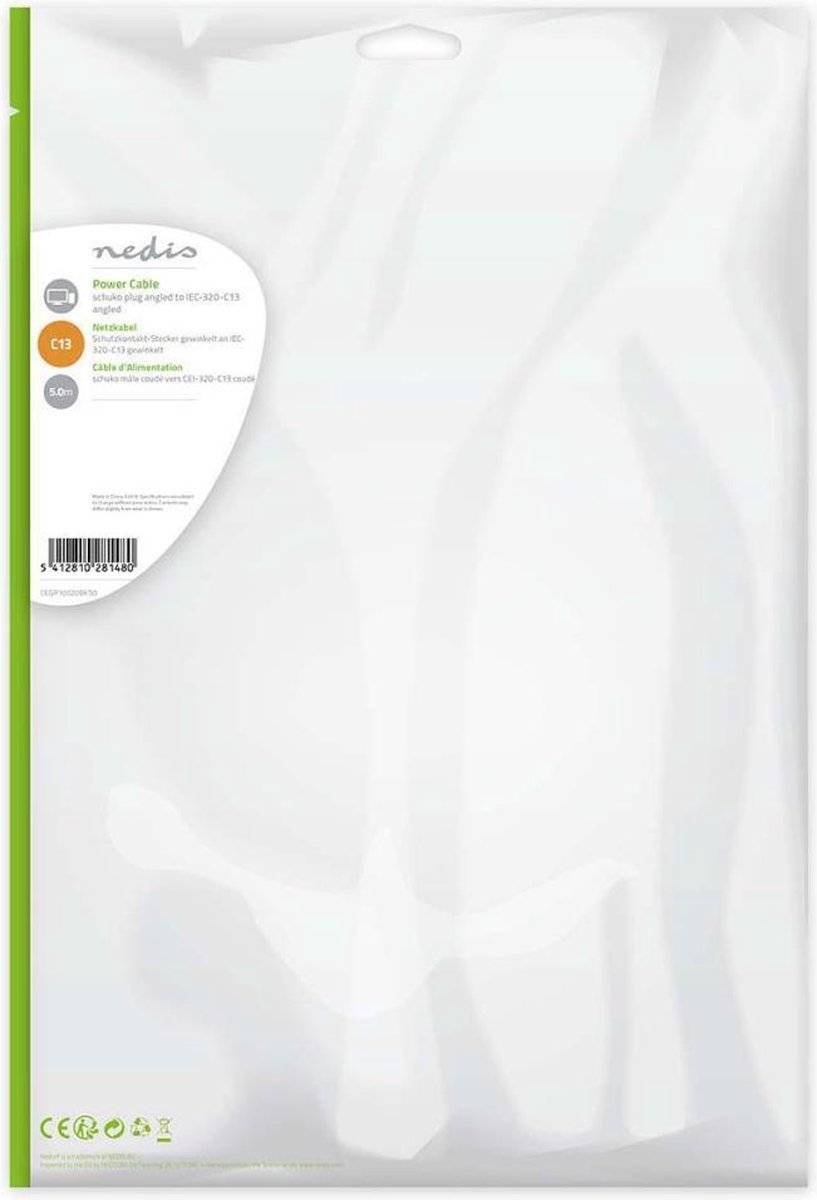 Nedis stroomkabel C13 haaks 5m