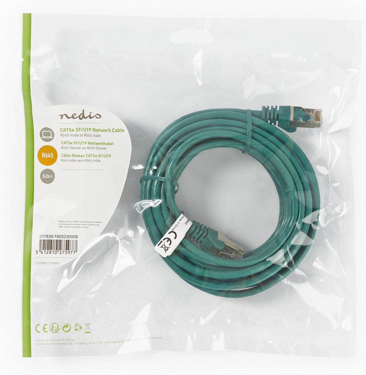 CAT5e SF/UTP kabel groen 5m