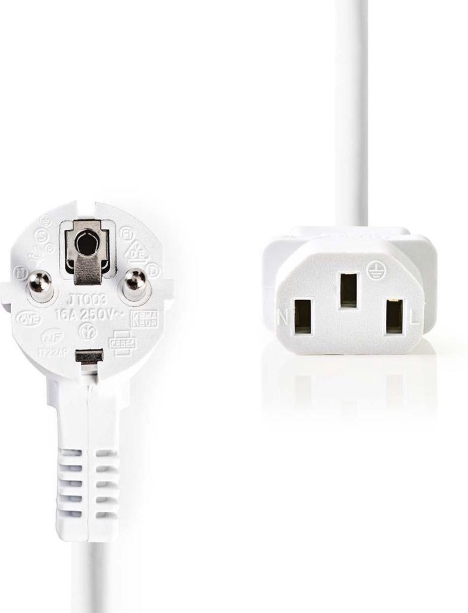Nedis stroomkabel C13 haaks 5m wit