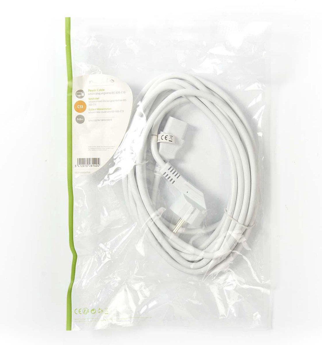 Nedis stroomkabel C13 haaks 5m wit