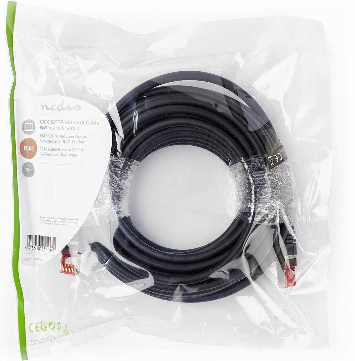 CAT6 S/FTP kabel 10m zwart