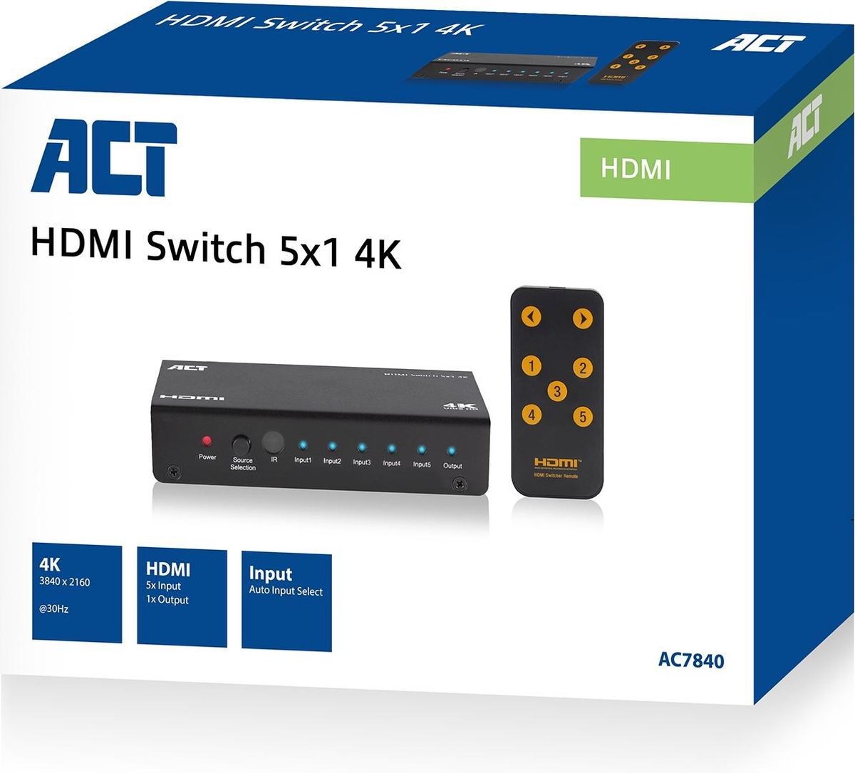 ACT 5 poorts HDMI switch