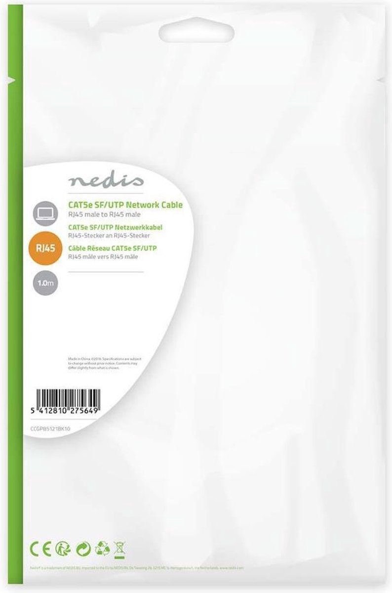 CAT5e SF/UTP kabel zwart 1m