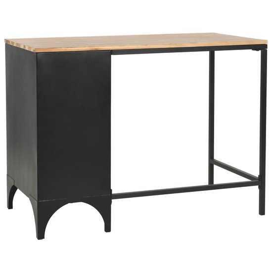 Vidaxl Bureau 100x50x76 Cm Massief Vurenhout En Staal - Zwart