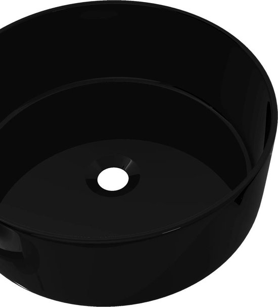 Vidaxl Wastafel Rond 40x15 Cm Keramiek - Zwart