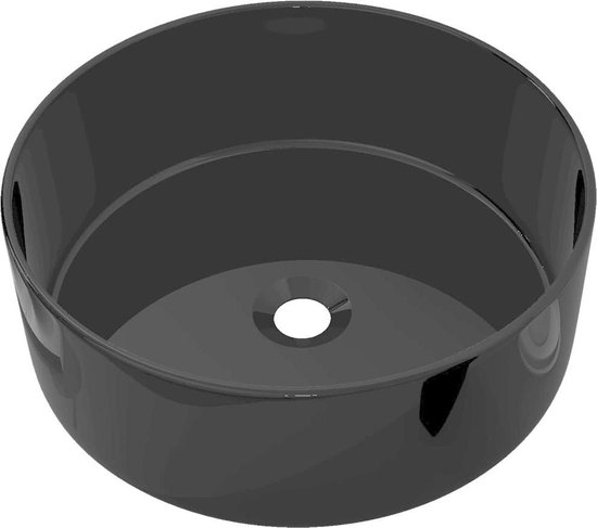 Vidaxl Wastafel Rond 40x15 Cm Keramiek - Zwart