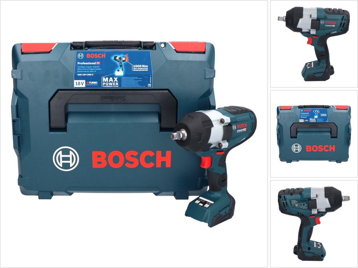Bosch GDS 18V-1000 C Professional Accu Draaislagmoeraanzetter | 1.000 Nm | Zonder accu en lader | In L-BOXXX