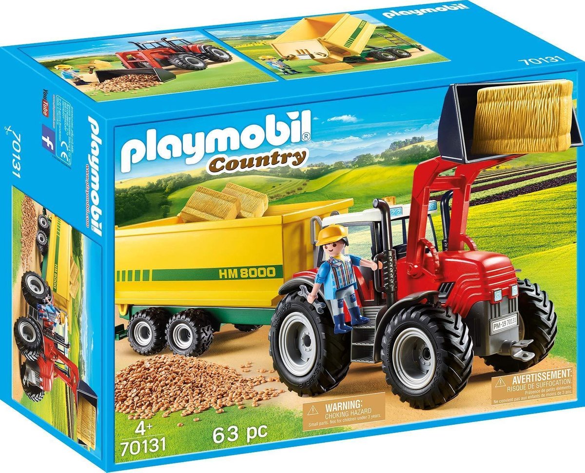 Playmobil Country Grote tractor met aanhangwagen (70131) - Geel