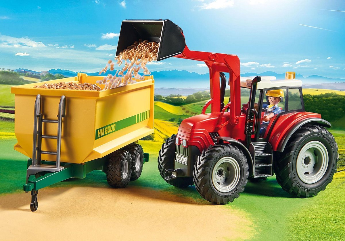 Playmobil Country Grote tractor met aanhangwagen (70131) - Geel