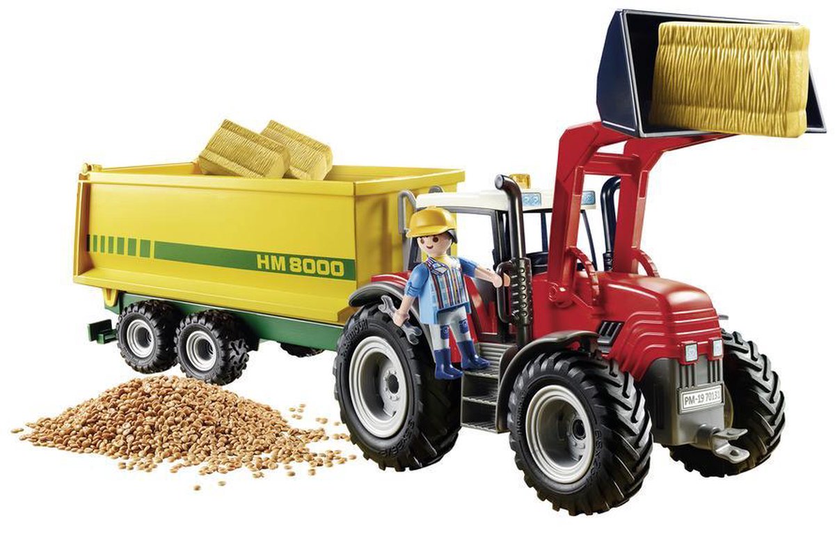 Playmobil Country Grote tractor met aanhangwagen (70131) - Geel