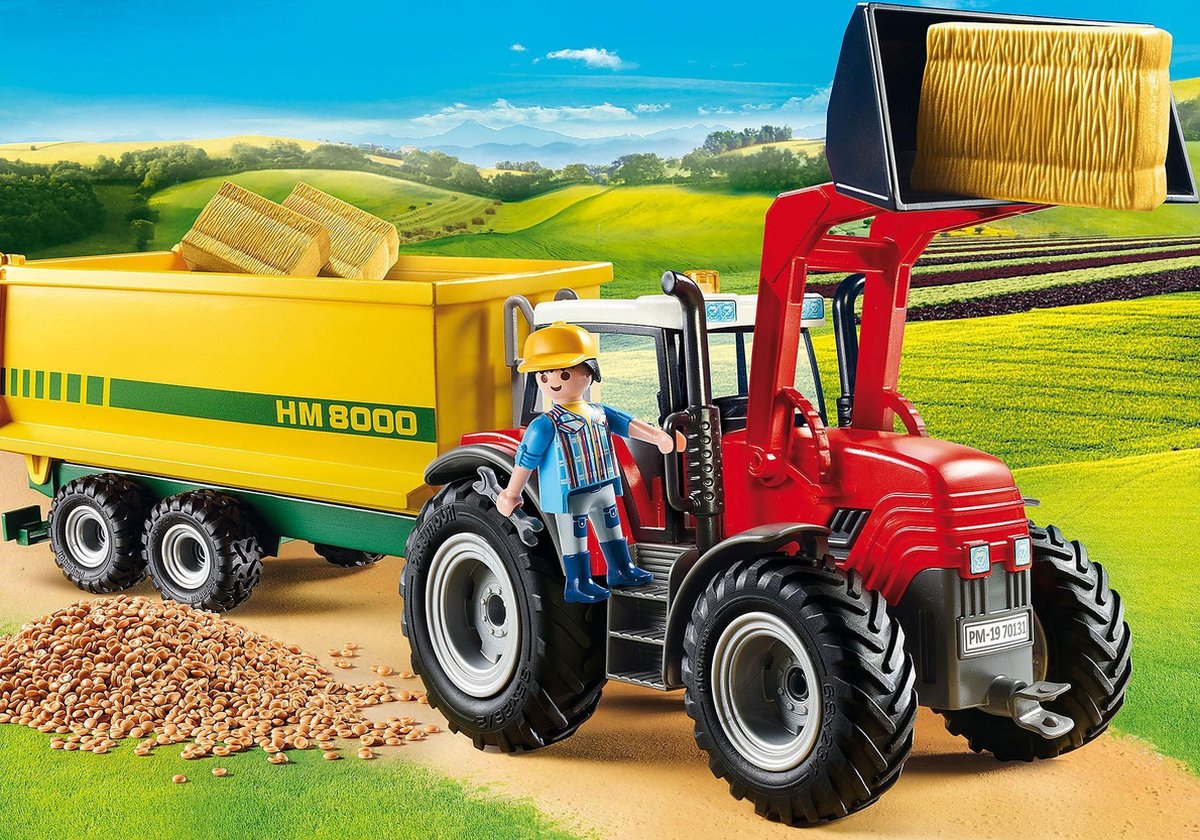 Playmobil Country Grote tractor met aanhangwagen (70131) - Geel