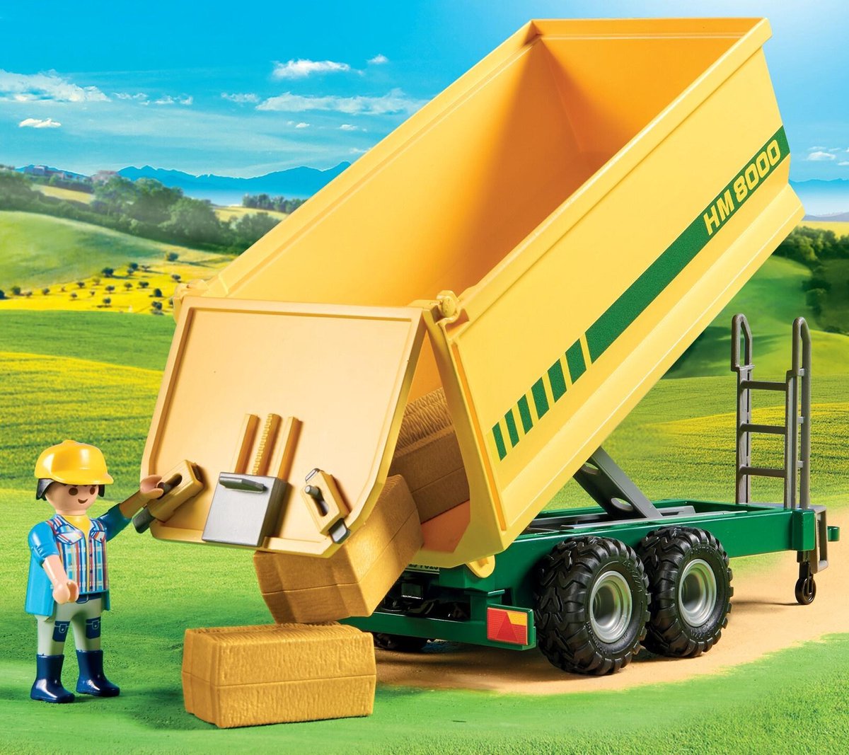 Playmobil Country Grote tractor met aanhangwagen (70131) - Geel