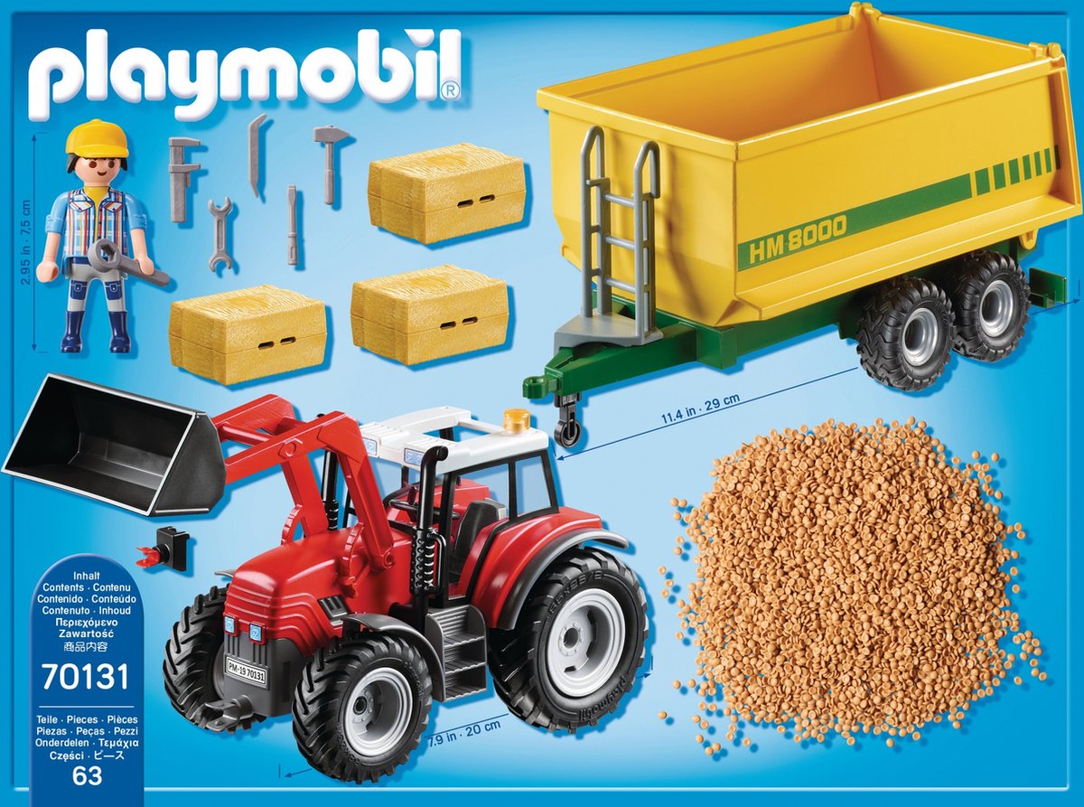 Playmobil Country Grote tractor met aanhangwagen (70131) - Geel