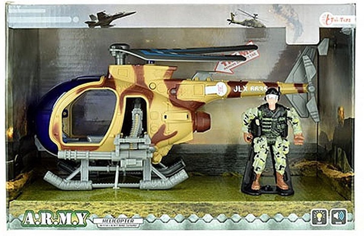 Toi-Toys Toi Toys militaire helikopter met soldaat 27 cm - Bruin