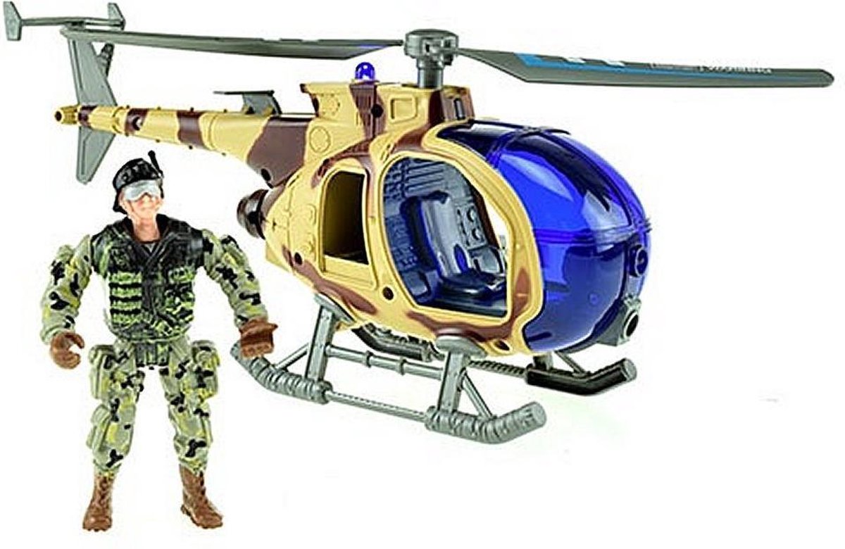 Toi-Toys Toi Toys militaire helikopter met soldaat 27 cm - Bruin