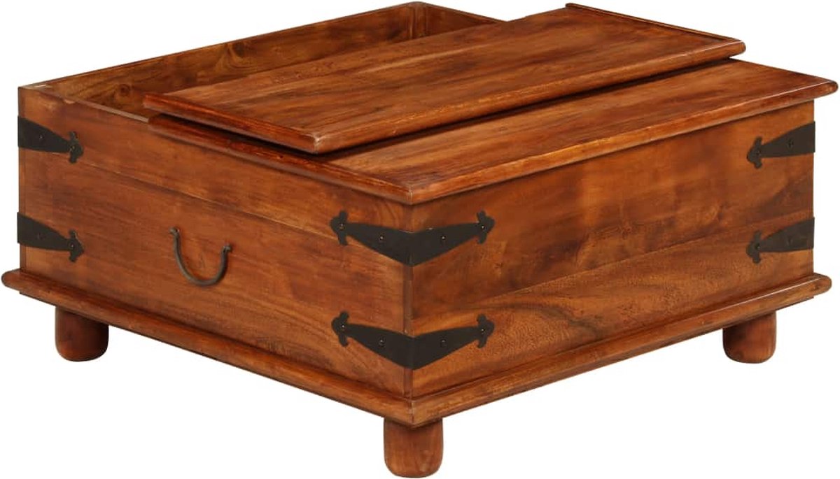 Vidaxl Salontafel 80x80x40 Cm Massief Acaciahout En Sheesham Afwerking - Bruin