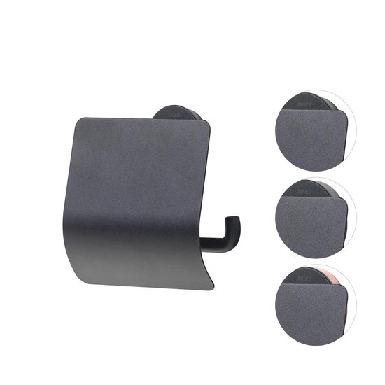 Tiger Urban Toiletrolhouder met klep - Zwart