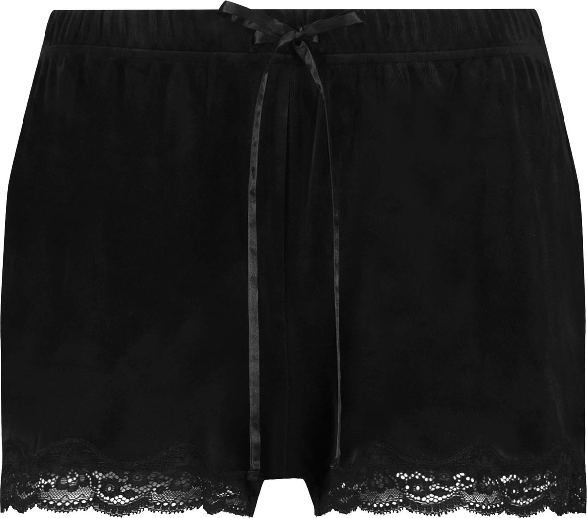 Hunkemöller Shorts Velours Lace - Zwart