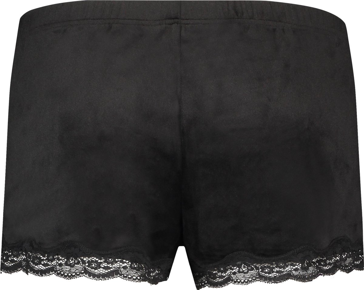 Hunkemöller Shorts Velours Lace - Zwart