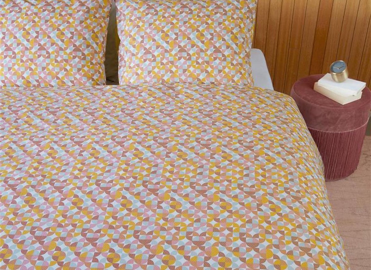Beddinghouse Retro Grid Dekbedovertrek - 1-persoons (140x200/220 Cm + 1 Sloop) - Katoen - Red - Rood