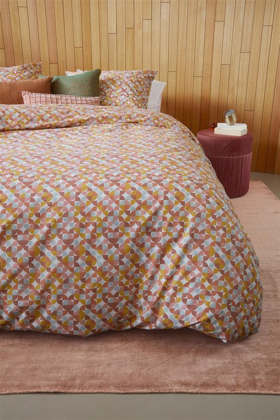 Beddinghouse Retro Grid Dekbedovertrek - 2-persoons (200x200/220 Cm + 2 Slopen) - Katoen - Red - Rood