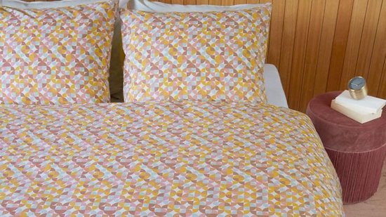 Beddinghouse Retro Grid Dekbedovertrek - 2-persoons (200x200/220 Cm + 2 Slopen) - Katoen - Red - Rood
