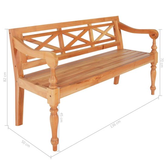 Vidaxl Bank Batavia 136 Cm Massief Mahoniehout Licht - Bruin