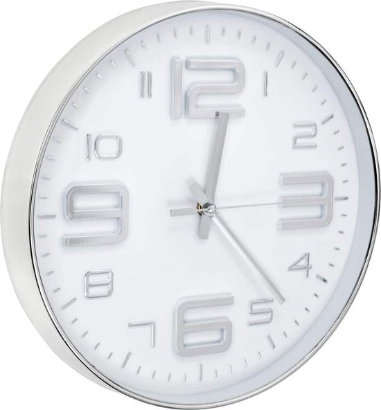 Vidaxl Wandklok 30 Cm Zilverkleurig - Wit