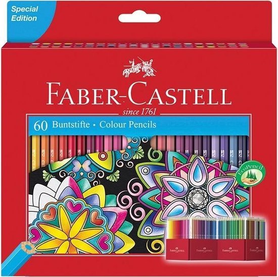 Faber Castell Faber-castell Zeshoekige Kleurpotloden Kasteel, 60s Kartonnen Doos