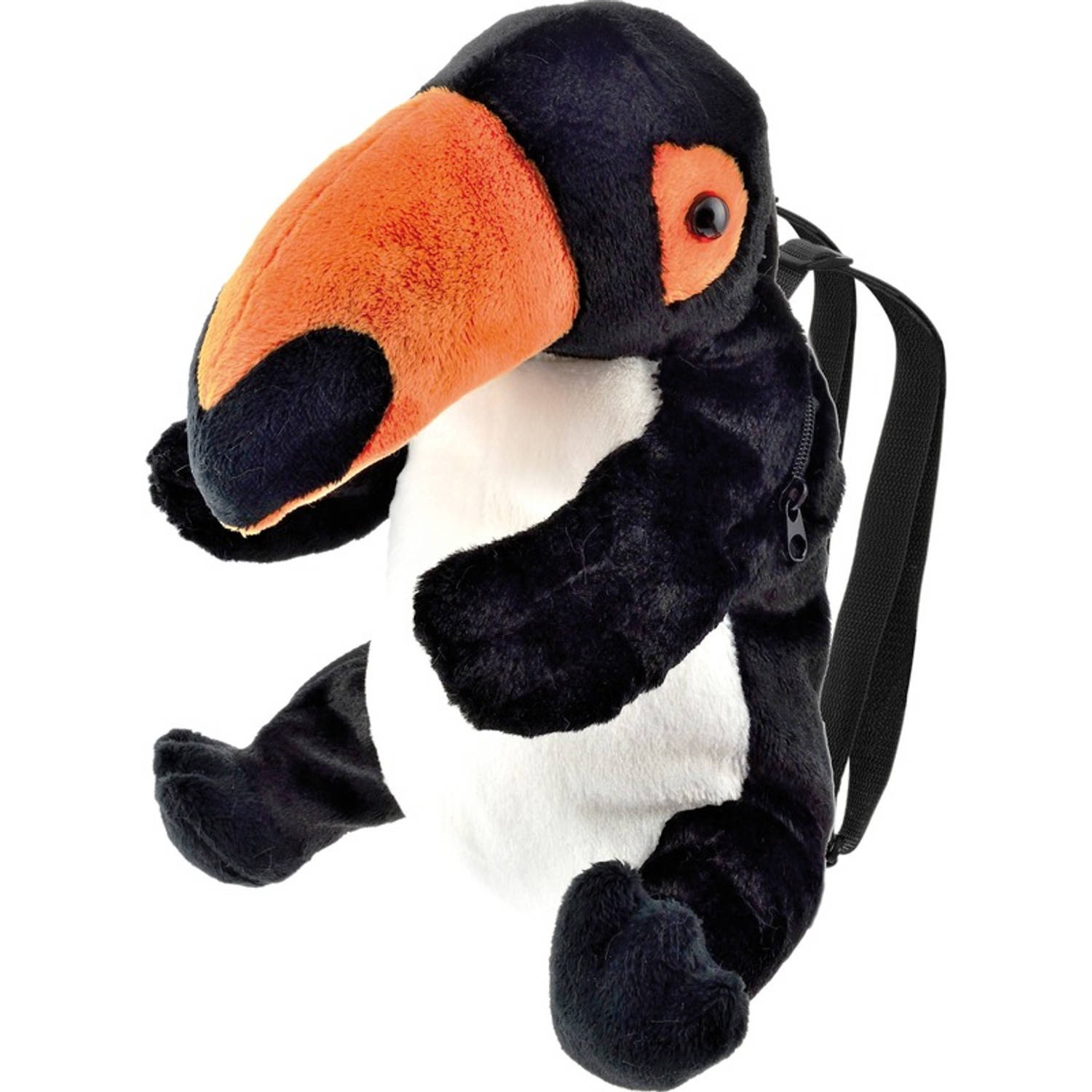 Pluche Toekan Vogel Rugtas/rugzak Knuffel 32 Cm - Toekan Vogels Knuffels - Speelgoed Voor Kinderen - Zwart