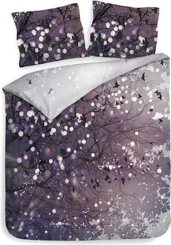 Heckett & Lane Manta Dekbedovertrek - 100% Katoen - 2-persoons (200x200/220 Cm + 2 Slopen) - Forest Spring Purple - Paars