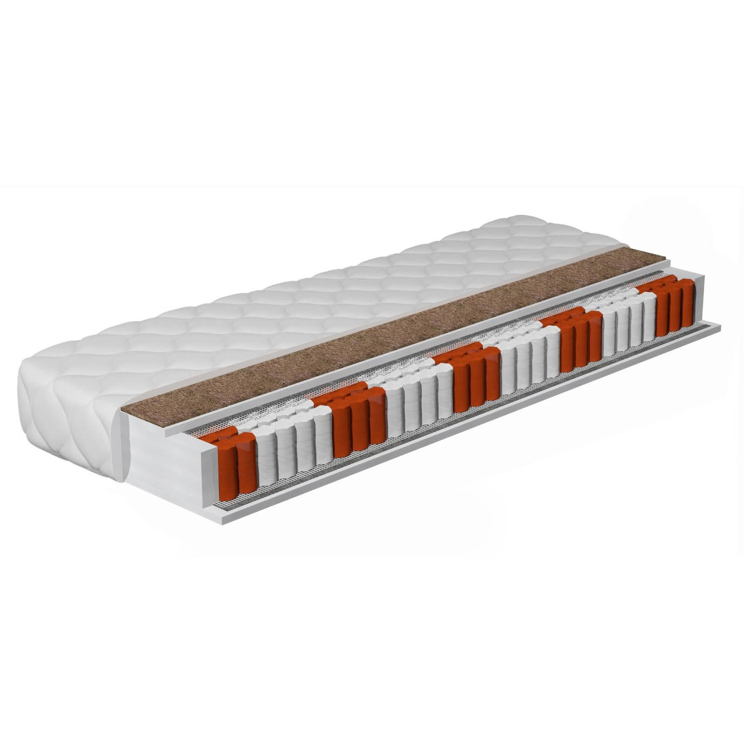 Meubella - Matras Felix - Pocketvering 7 Zones Met Kokos - 160x200 Cm