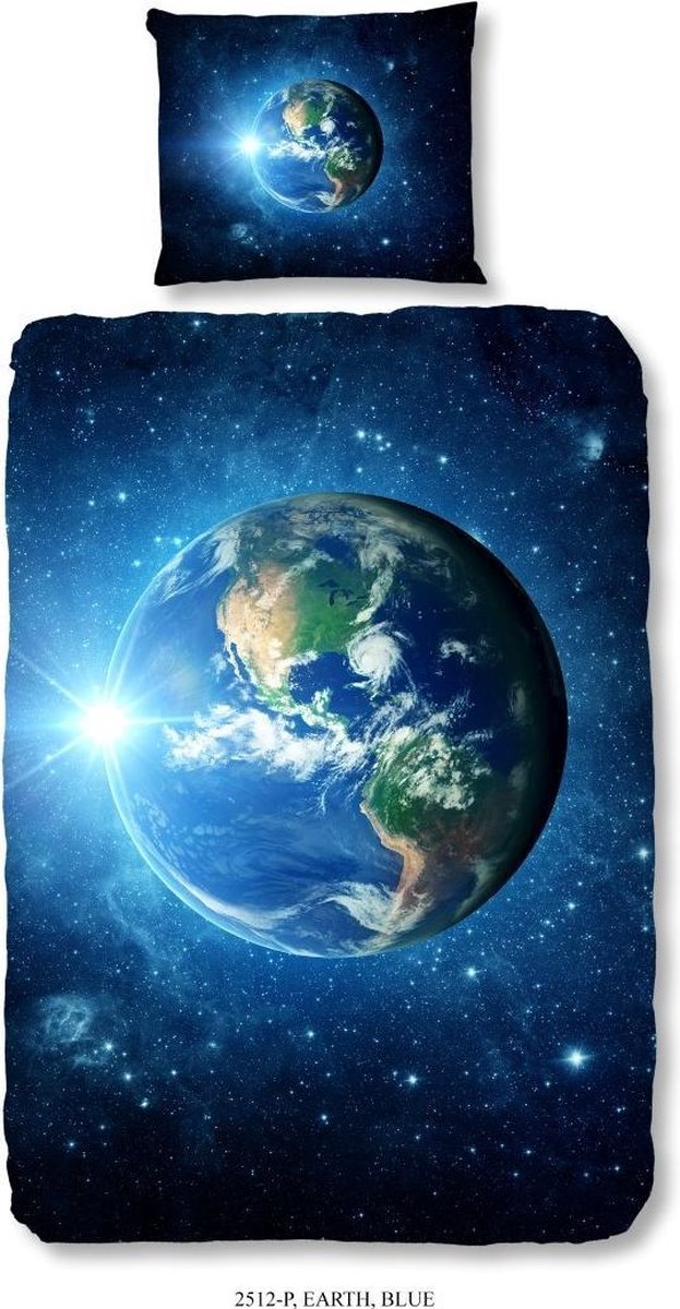 Good Morning Earth Dekbedovertrek 140 x 220 cm - Blauw