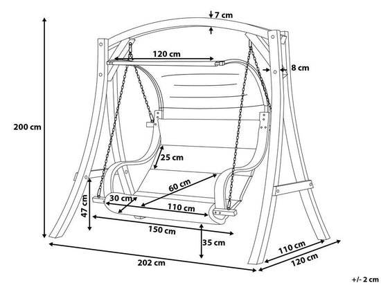 Beliani Aprilia Schommelbank Larikshout 120 X 202 Cm - Bruin