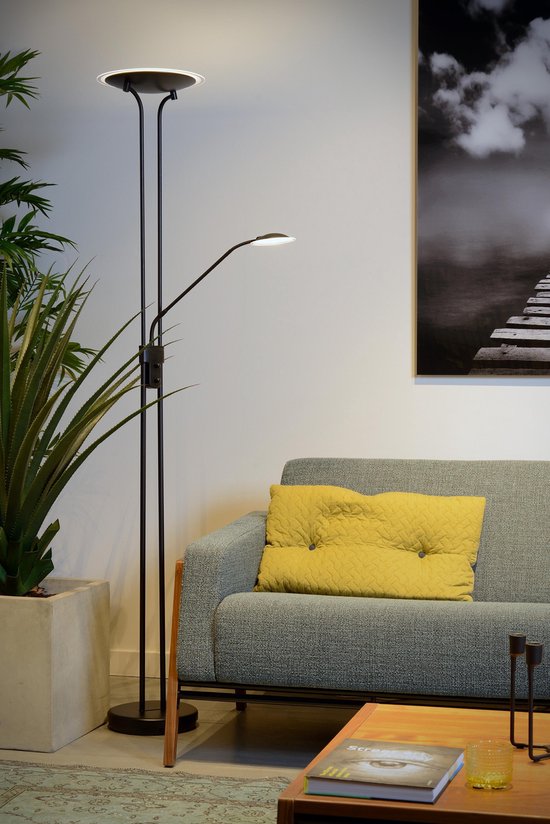 Lucide Champion-led Vloerlamp 20w +4w H180cm 1600+320lm - Zwart
