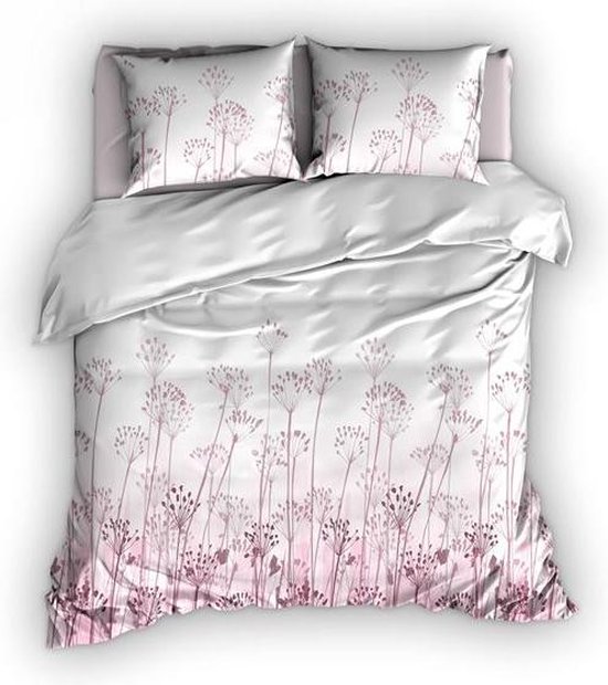 Satin D'or Wildflower Dekbedovertrek - 1-persoons (140x200/220 Cm + 1 Sloop) - Katoen Satijn - Rose - Roze