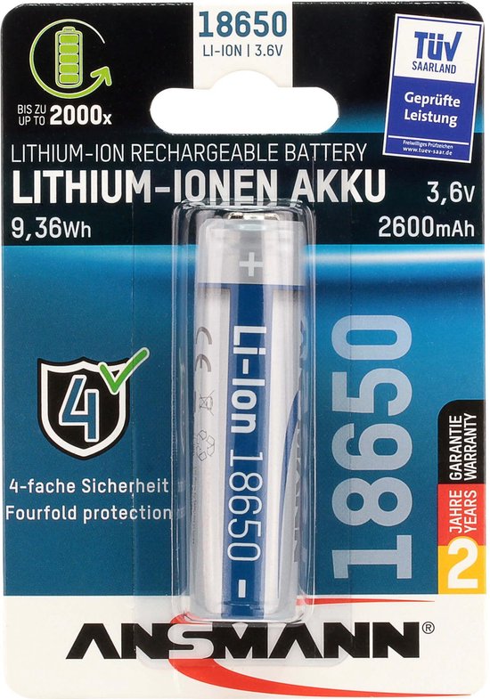 Ansmann Oplaadbare Batterij 18650 Li-ion 3,7v 2600mah