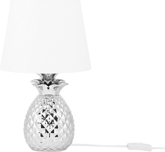 Beliani Pineapple Tafellamp Keramiek 32 X 32 Cm - Silver