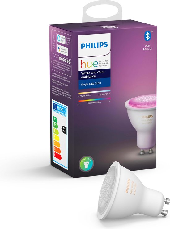 Philips White and Color GU10 Losse Lamp Bluetooth - Wit
